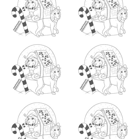 Coloring Page: Snowglobe Pups